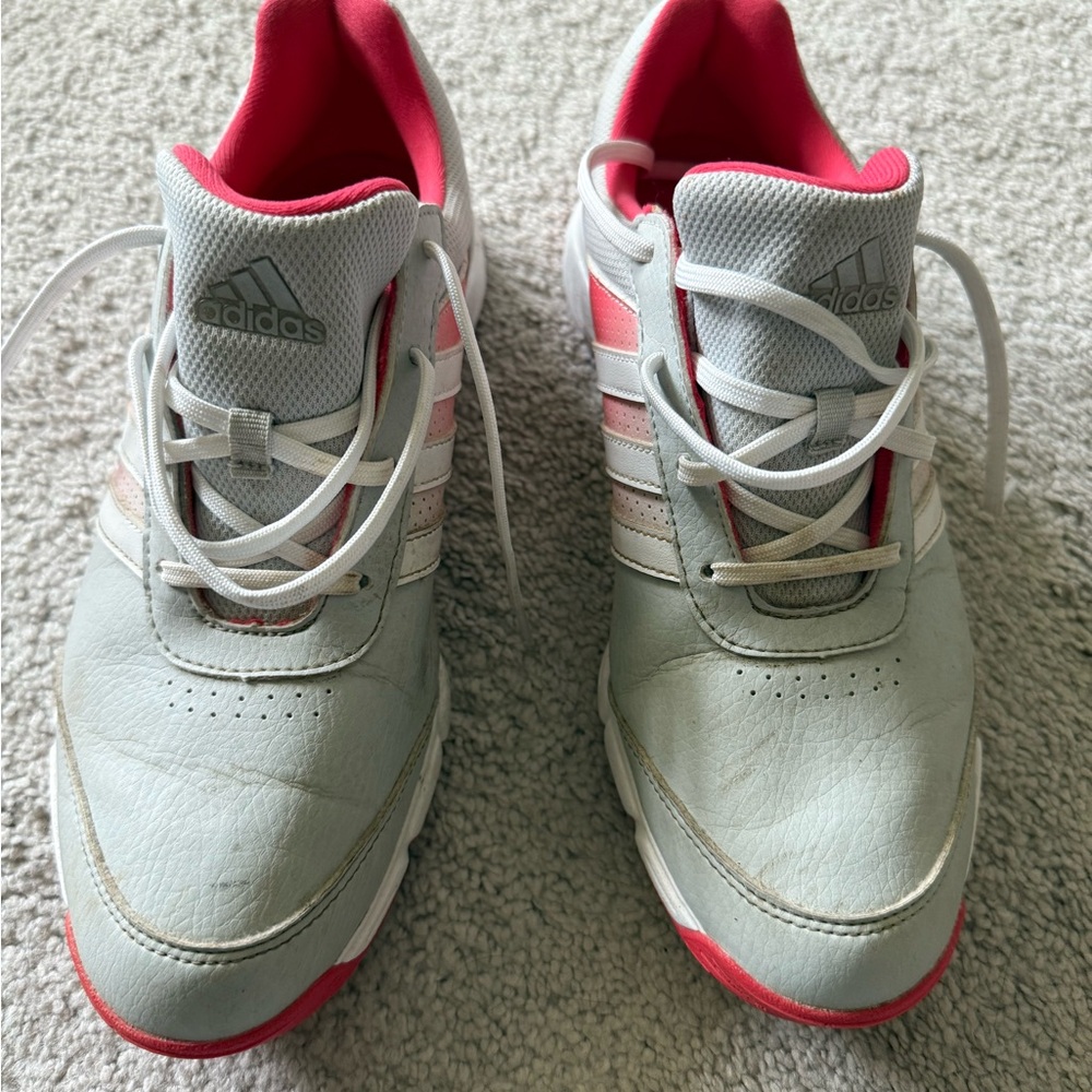 Adidas White and Pink Golf Shoes